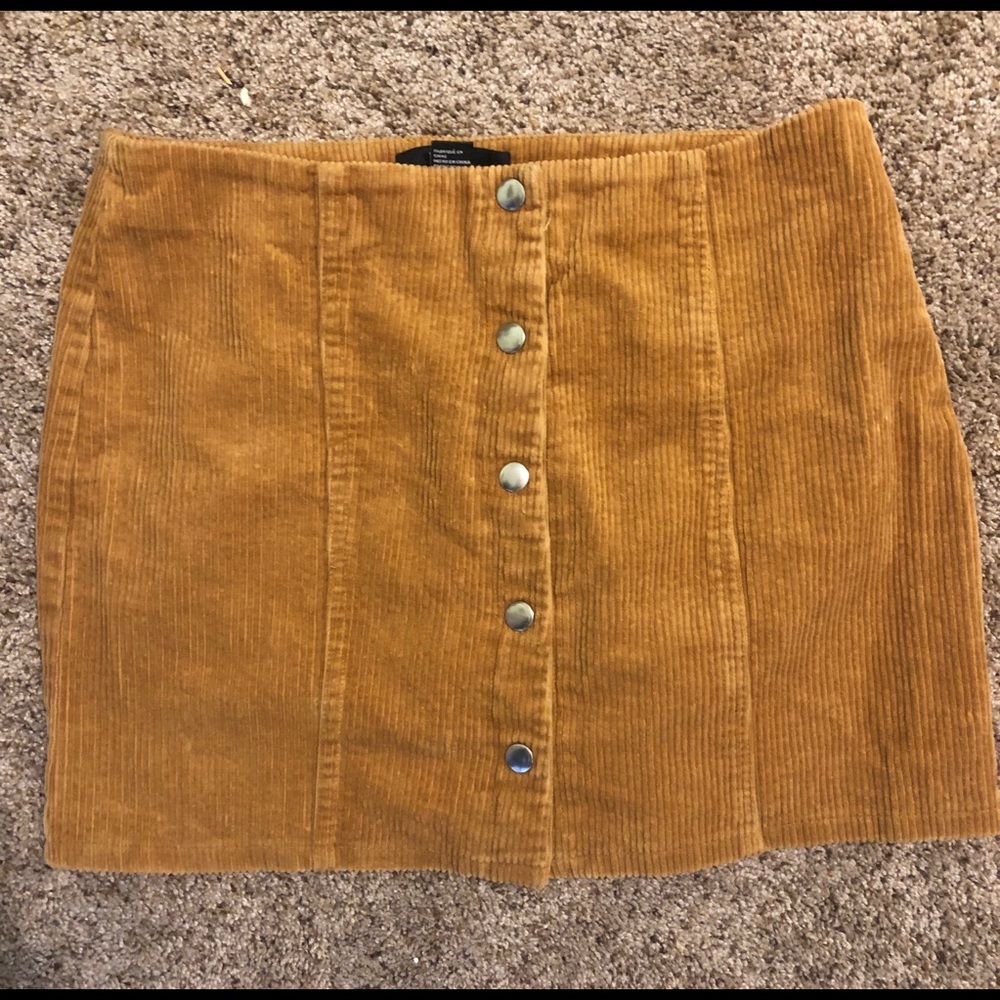 Button down corduroy gold skirt